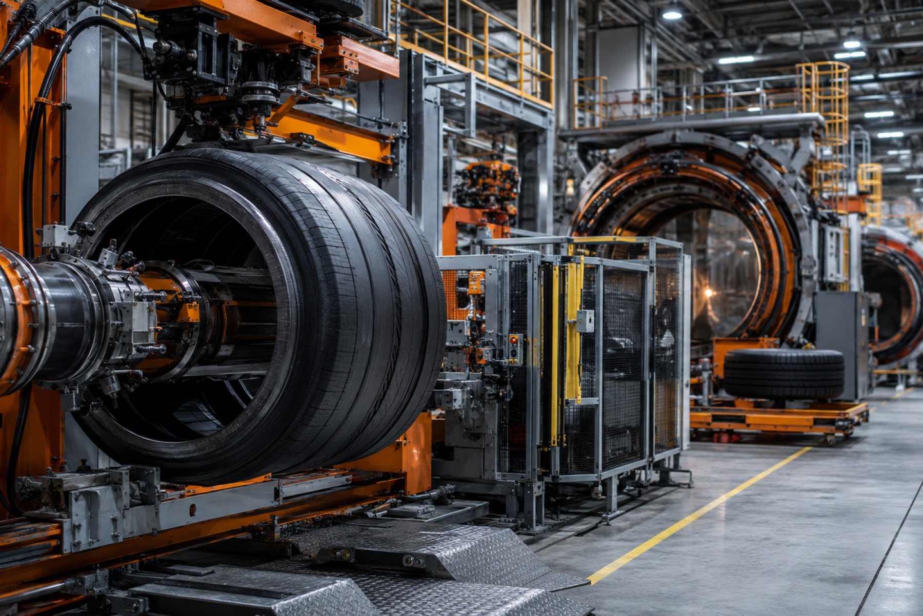 Modern automated tire-building and curing production line