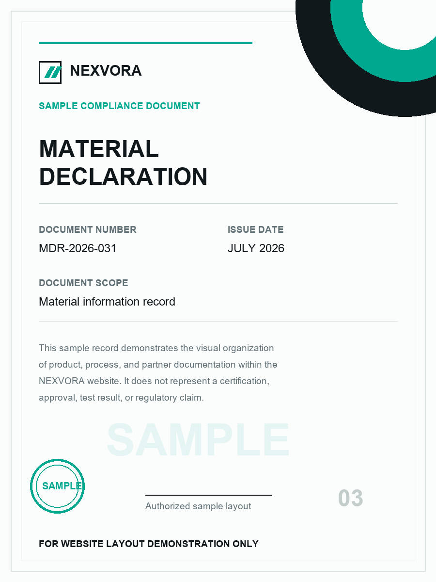 Sample material declaration